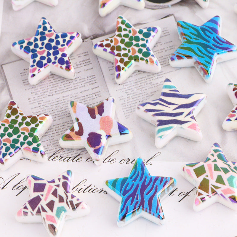 Wholesale 20pcs/pack retro style contrast color five-pointed star straight hole loose beads